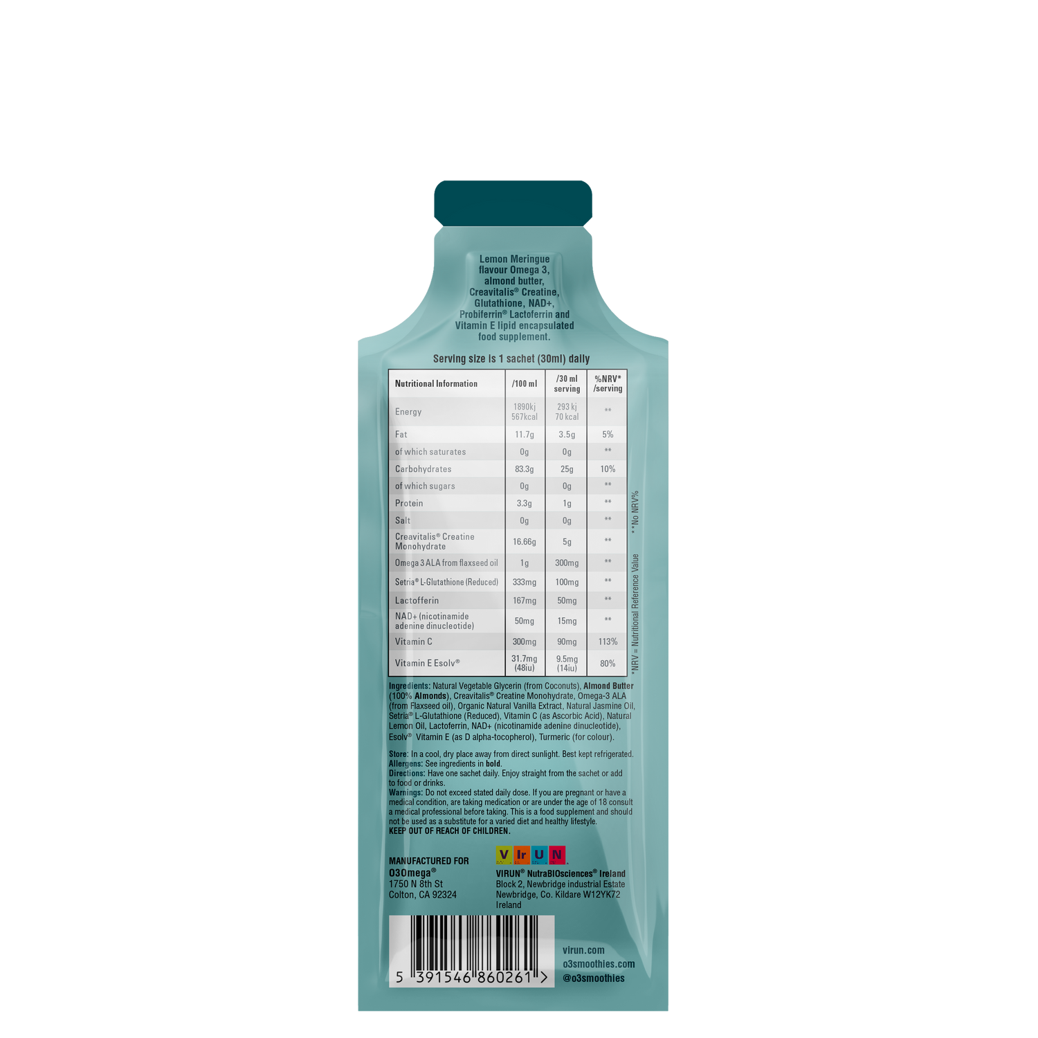 O3Omega® Longevity Supplement in Lemon Meringue Flavour - O3 Smoothies