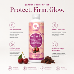 Cherry Chocolate O3Omega® Hawaiian Astaxanthin + Bovine Collagen Peptides Supplement 30 Serving Bottle - O3 Smoothies