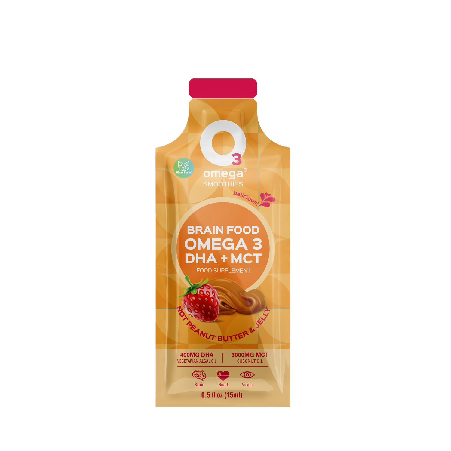 not pb and j o3omega smoothies Brain food o3smoothies omega 3 dha mct oil sachet algae memory focus eye support liposomal supplements fish free vegan 